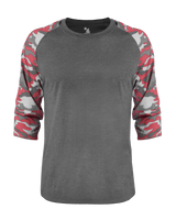 Badger Men's Vintage Camo Tri-Blend Baseball Tee Badger
