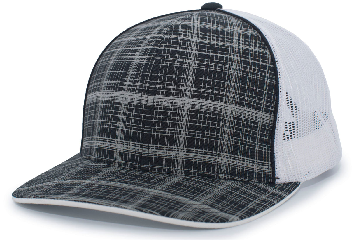 Pacific Headwear Crosshatch Trucker Snapback Cap Pacific Headwear