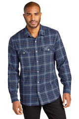 Port Authority Long Sleeve Ombre Plaid Shirt. W672 Port Authority