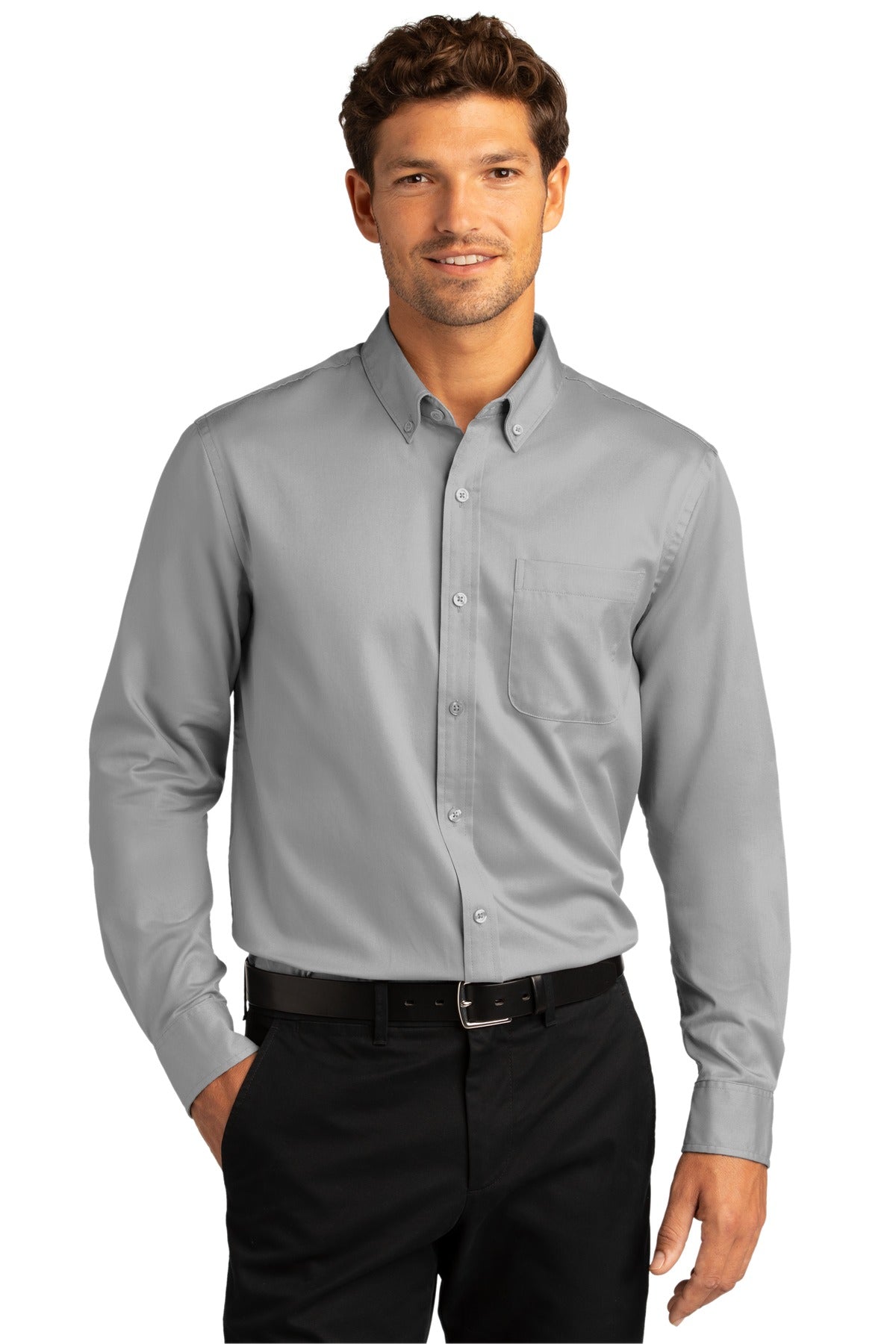 Port Authority Men's Long Sleeve SuperPro React Twill Shirt. W808 1 of 2