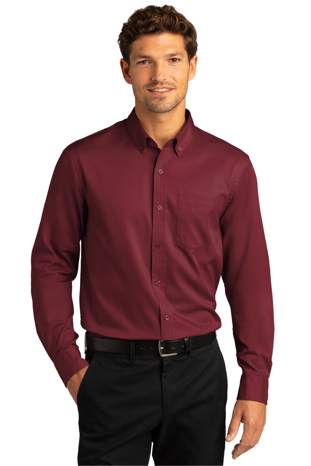 Port Authority Men's Long Sleeve SuperPro React Twill Shirt. W808 1 of 2