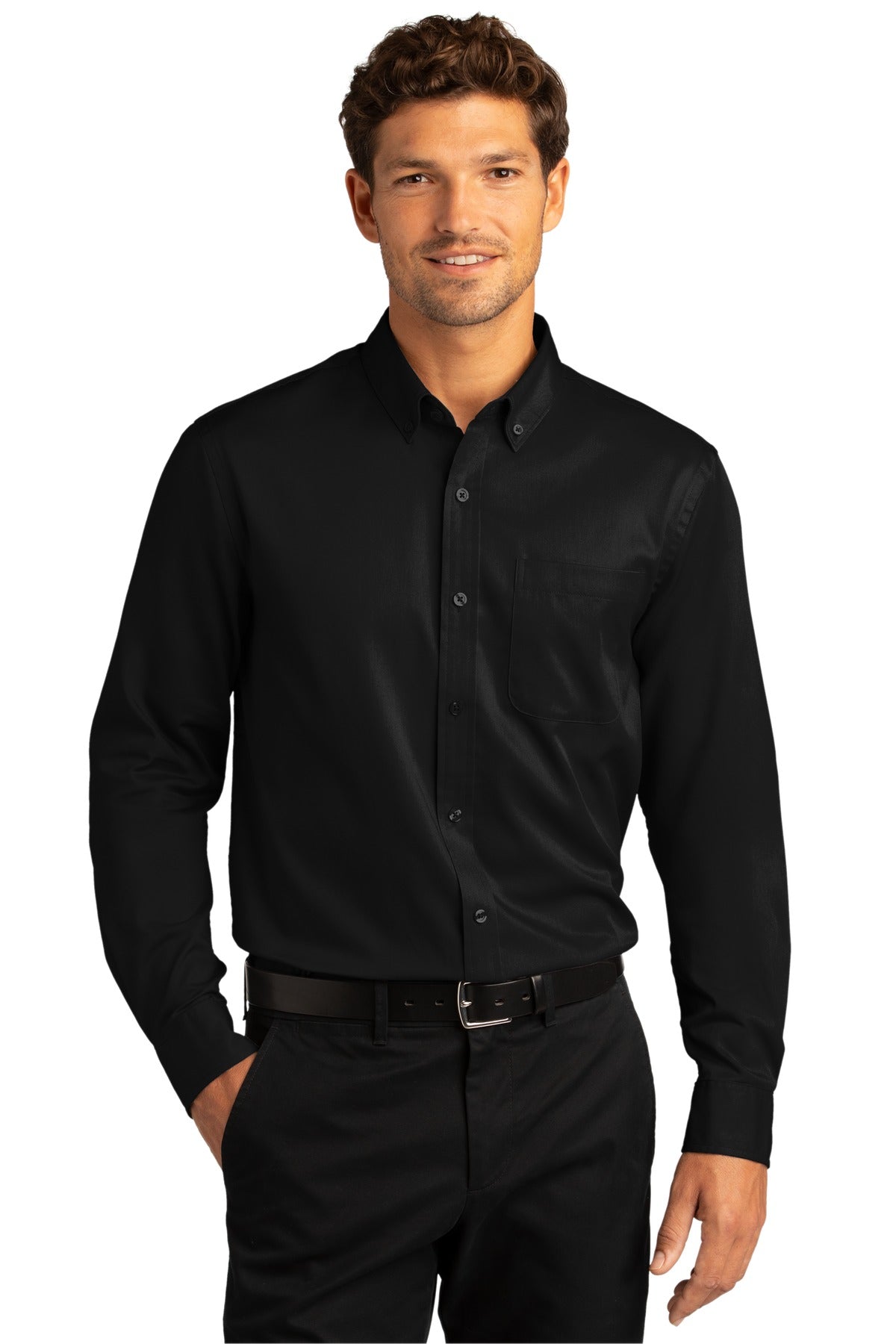 Port Authority Men's Long Sleeve SuperPro React Twill Shirt. W808 1 of 2