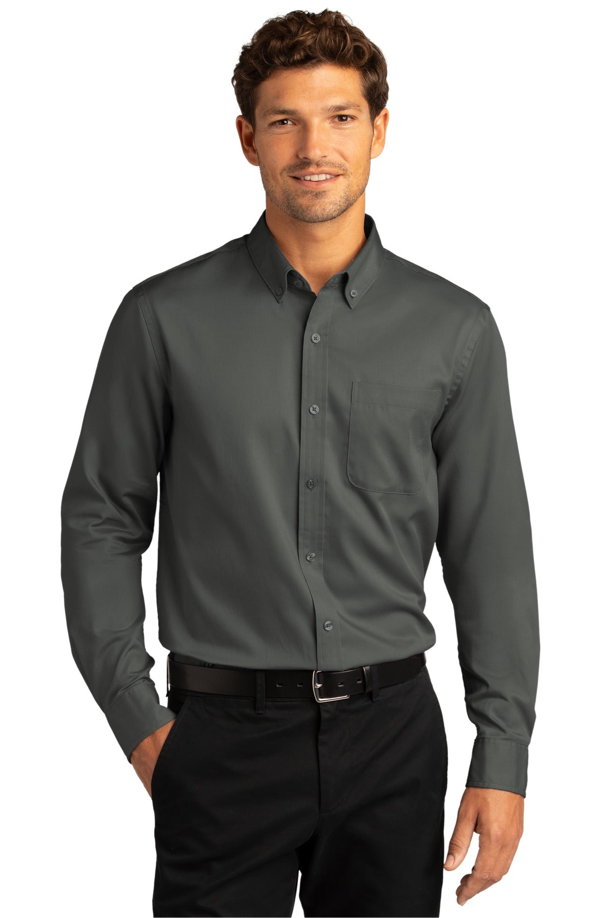 Port Authority Long Sleeve SuperPro React Twill Shirt. W808 2 of 2