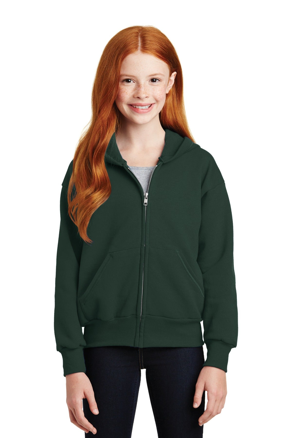 Hanes - Youth EcoSmart Full-Zip Hooded Sweatshirt. P480 Hanes