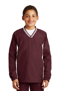 Sport-Tek Youth Tipped V-Neck Raglan Wind Shirt YST62