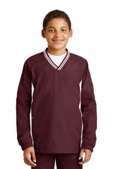 Sport-Tek Youth Tipped V-Neck Raglan Wind Shirt YST62
