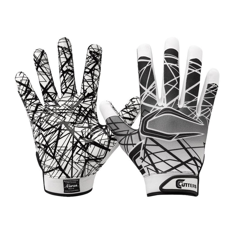 Cutters Game Day Adult Receiver Gloves (White, L)