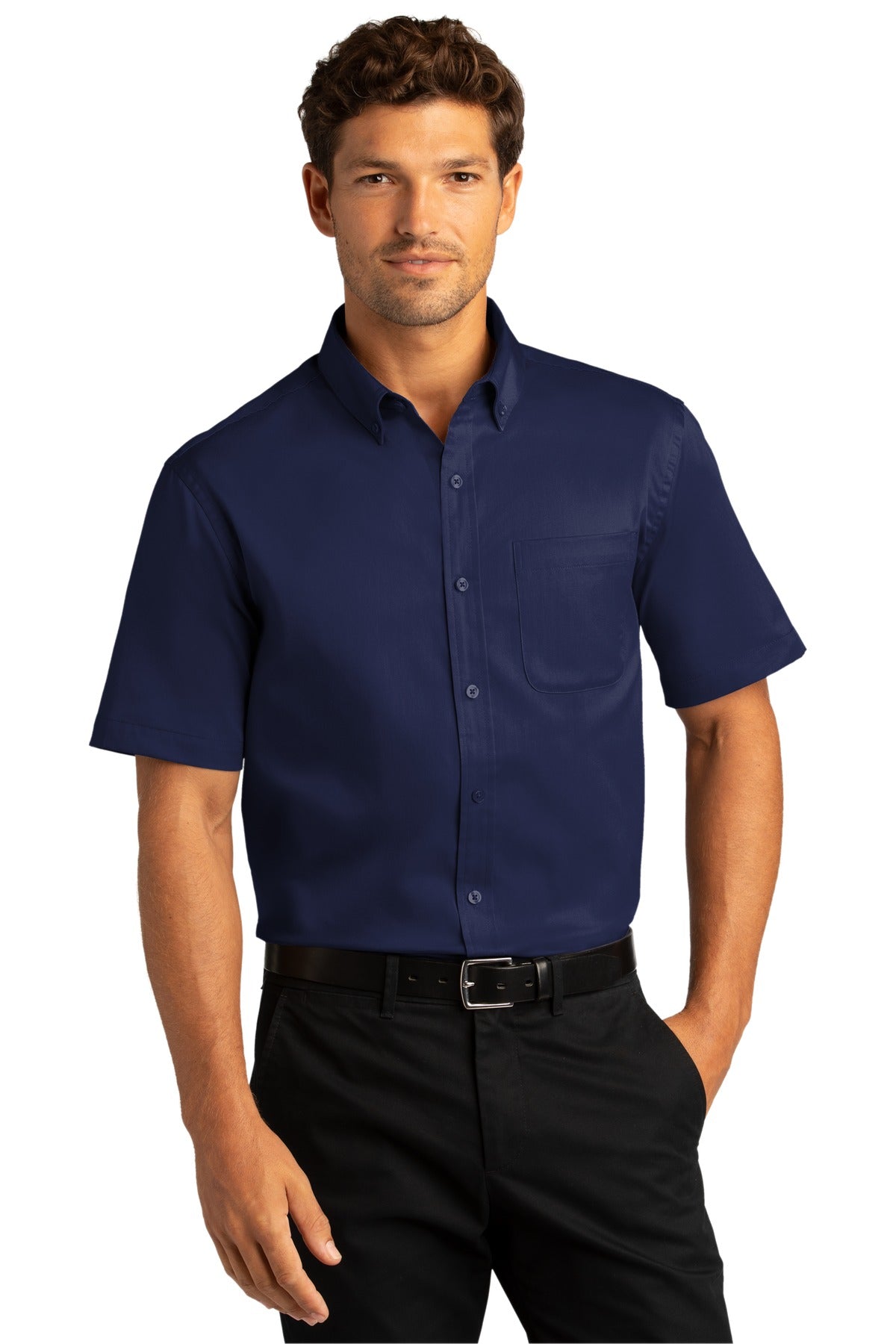 Port Authority Men's Short Sleeve SuperPro React Twill Shirt. W809 1 of 2