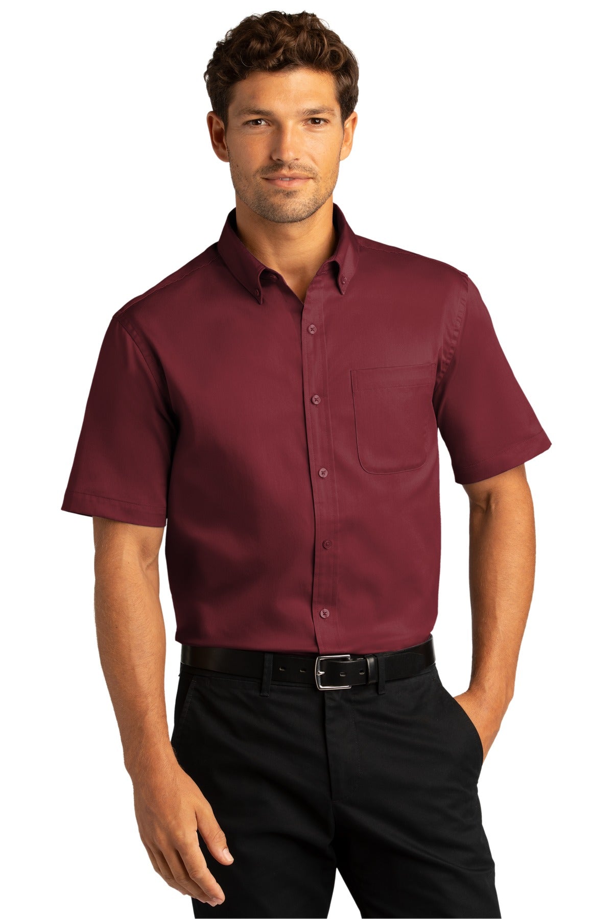 Port Authority Men's Short Sleeve SuperPro React Twill Shirt. W809 1 of 2