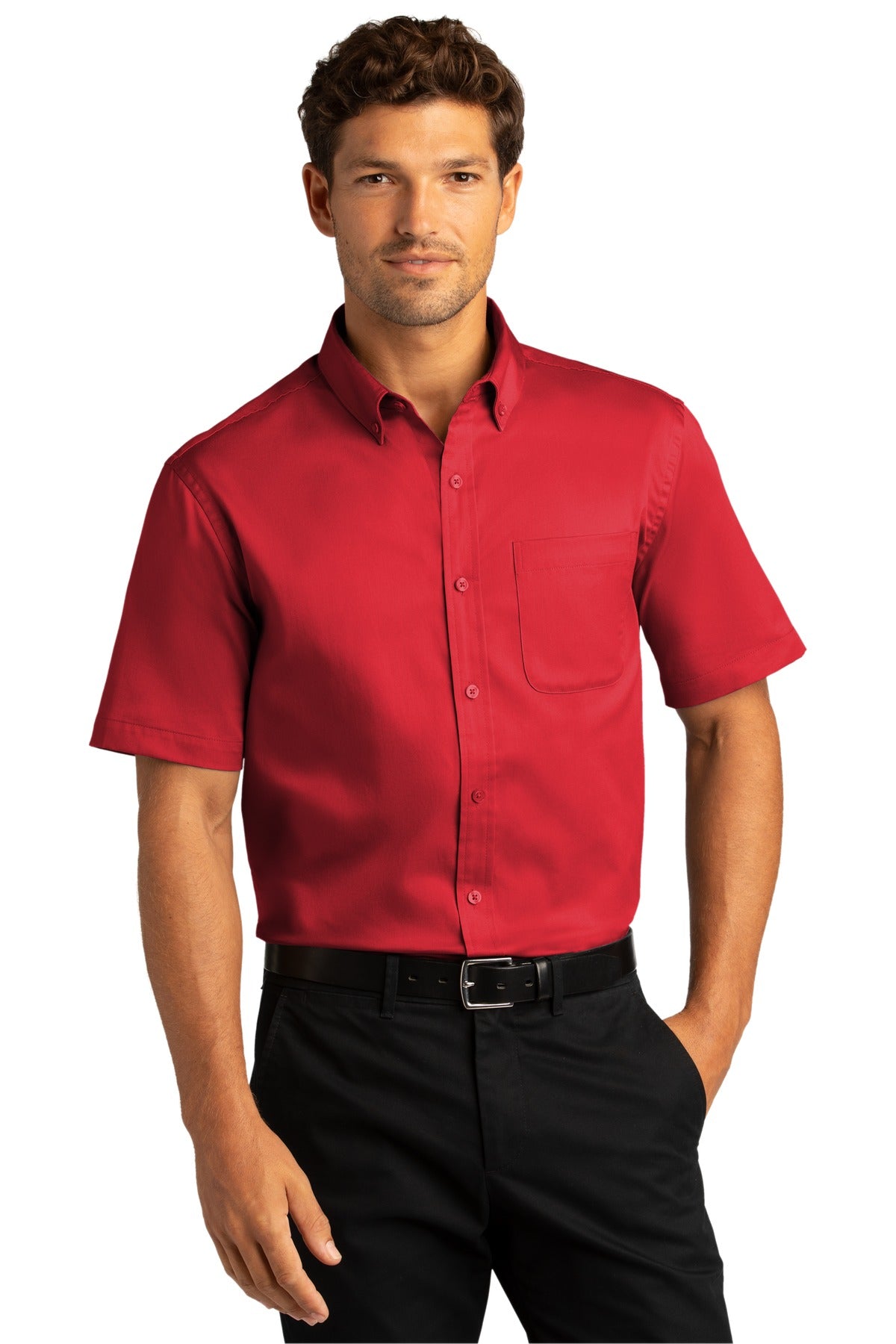 Port Authority Men's Short Sleeve SuperPro React Twill Shirt. W809 1 of 2
