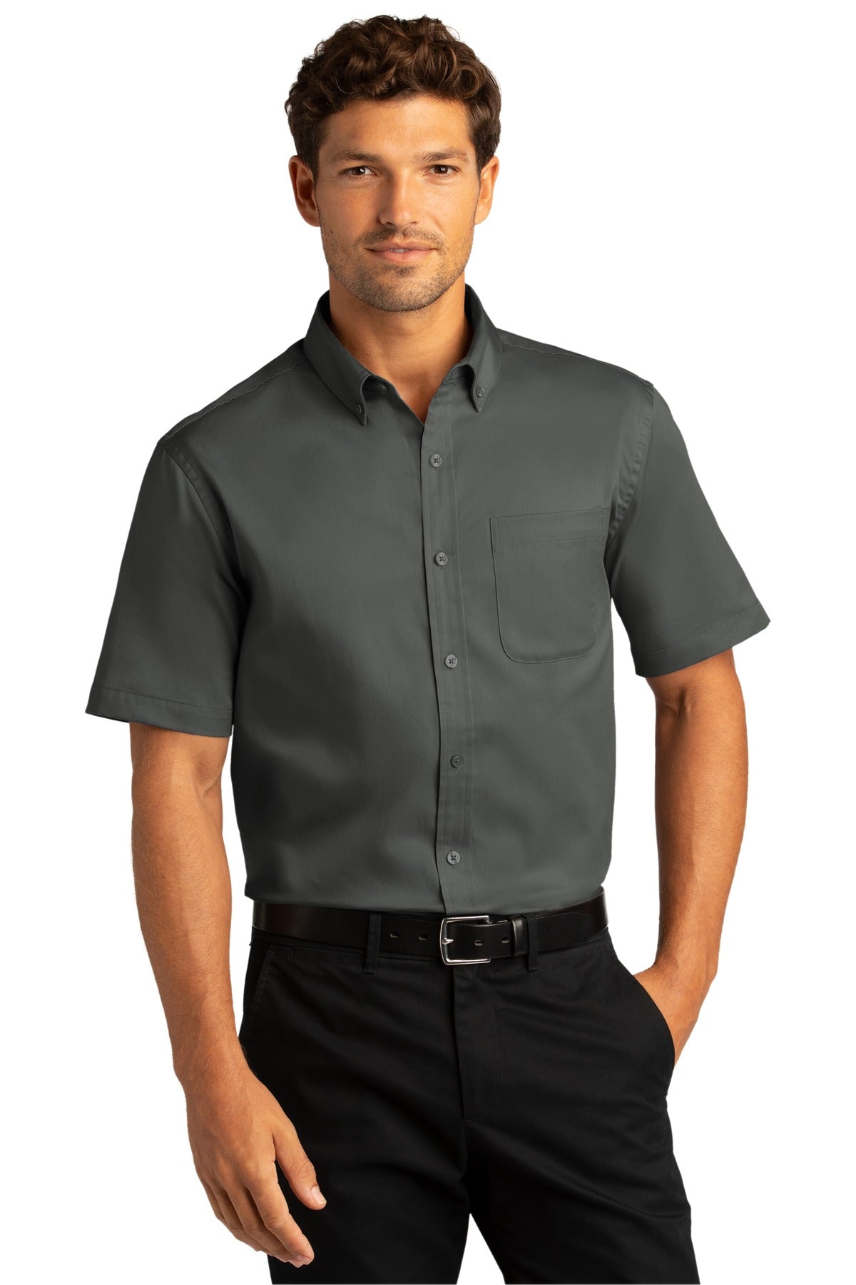 Port Authority Men's Short Sleeve SuperPro React Twill Shirt. W809 1 of 2
