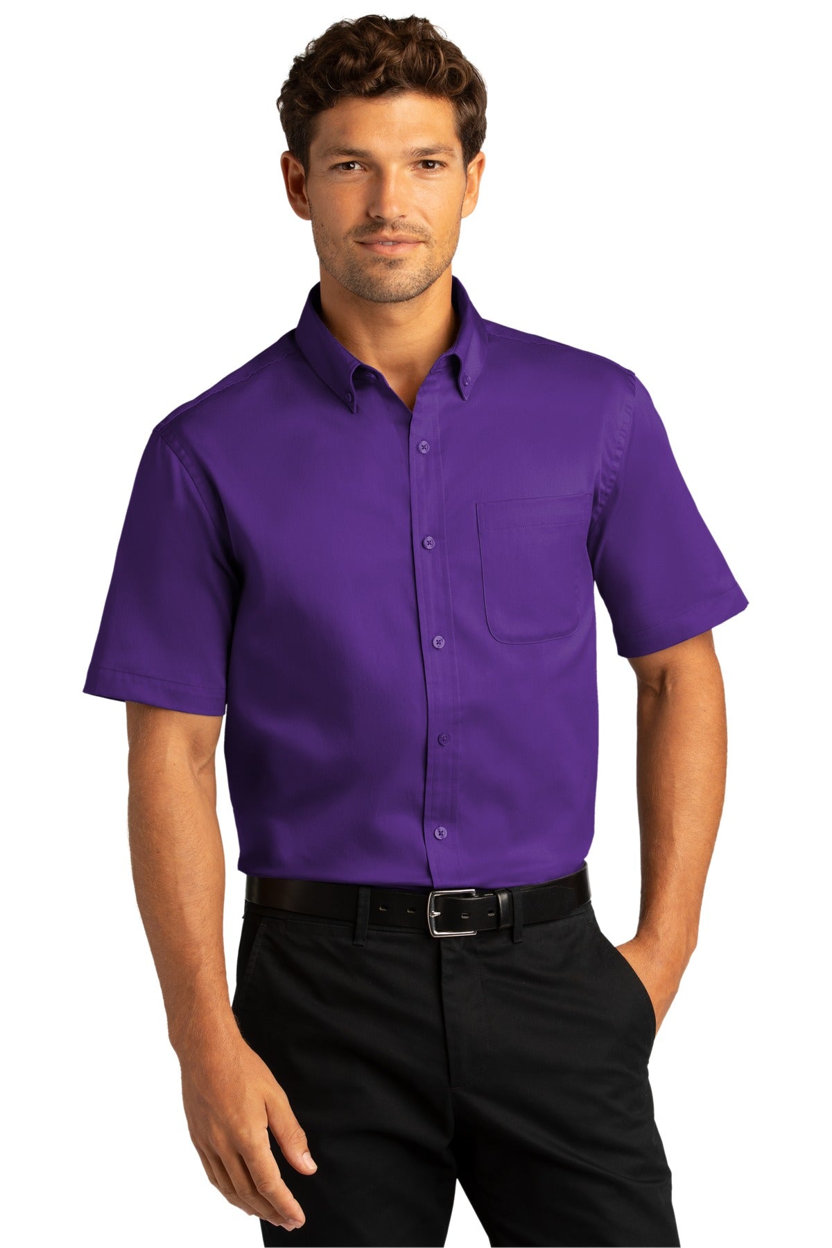 Port Authority Men's Short Sleeve SuperPro React Twill Shirt. W809 1 of 2