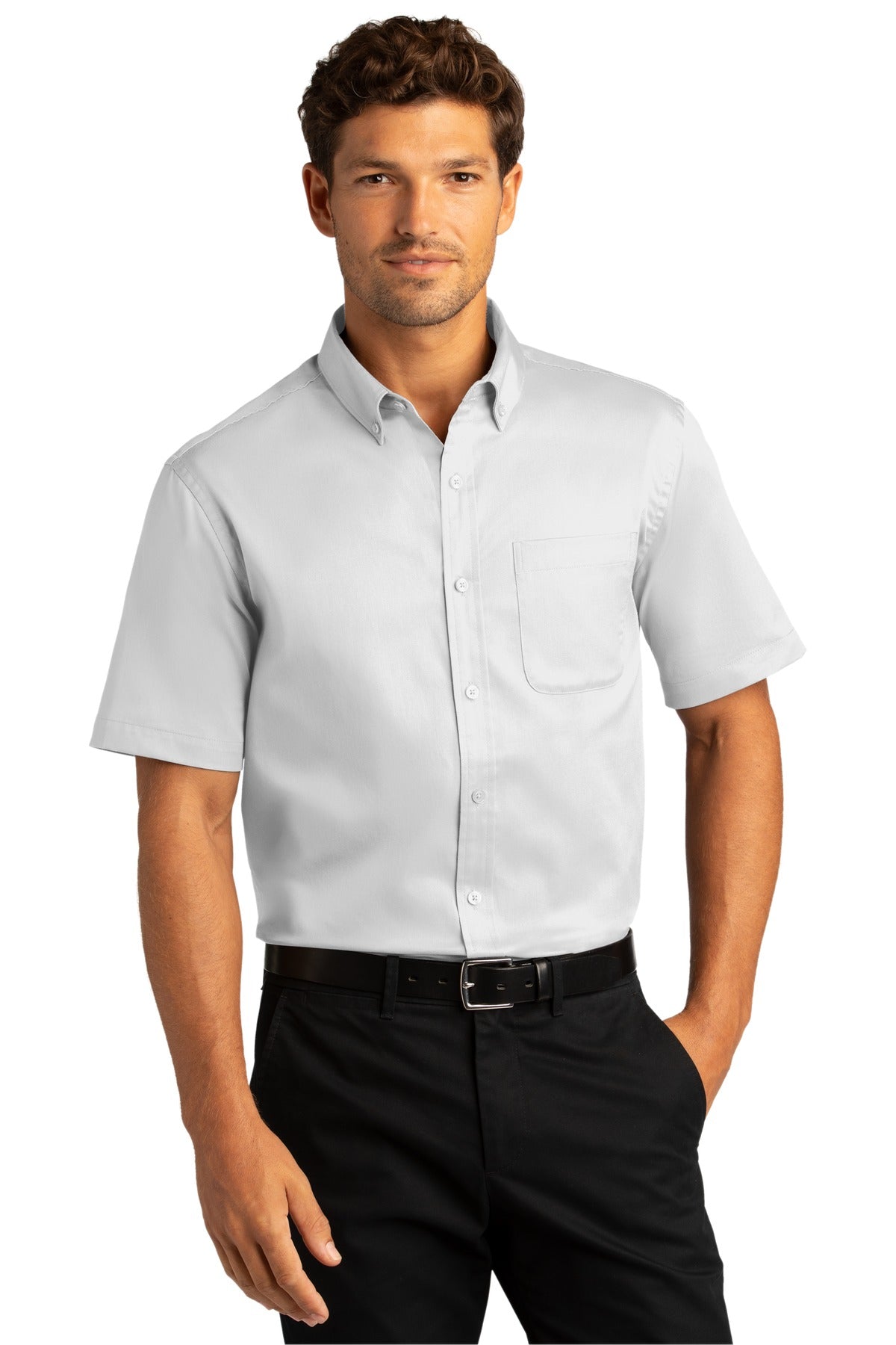 Port Authority Men's Short Sleeve SuperPro React Twill Shirt. W809 1 of 2