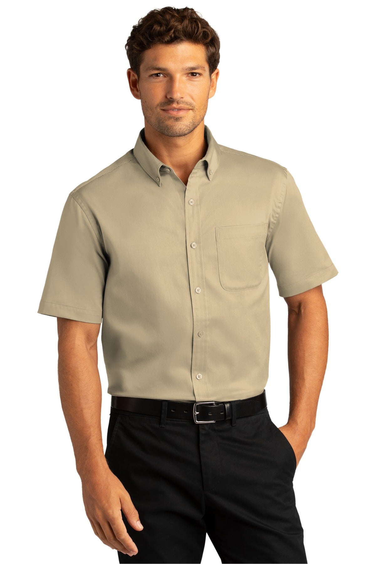 Port Authority Men's Short Sleeve SuperPro React Twill Shirt. W809 1 of 2