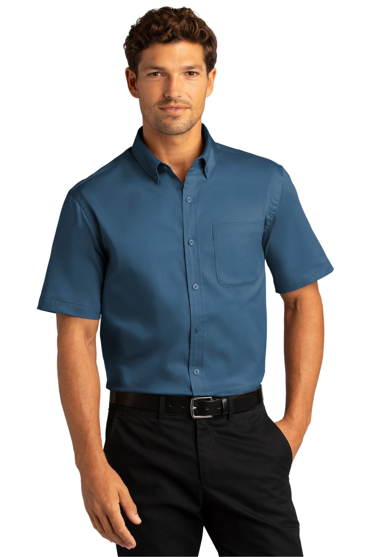 Port Authority Men's Short Sleeve SuperPro React Twill Shirt. W809 1 of 2