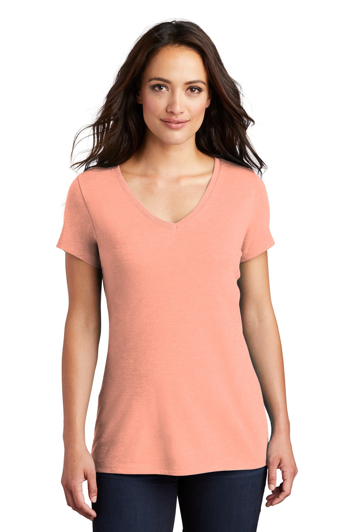 District Women's Perfect Tri V-Neck Tee. DM1350L District