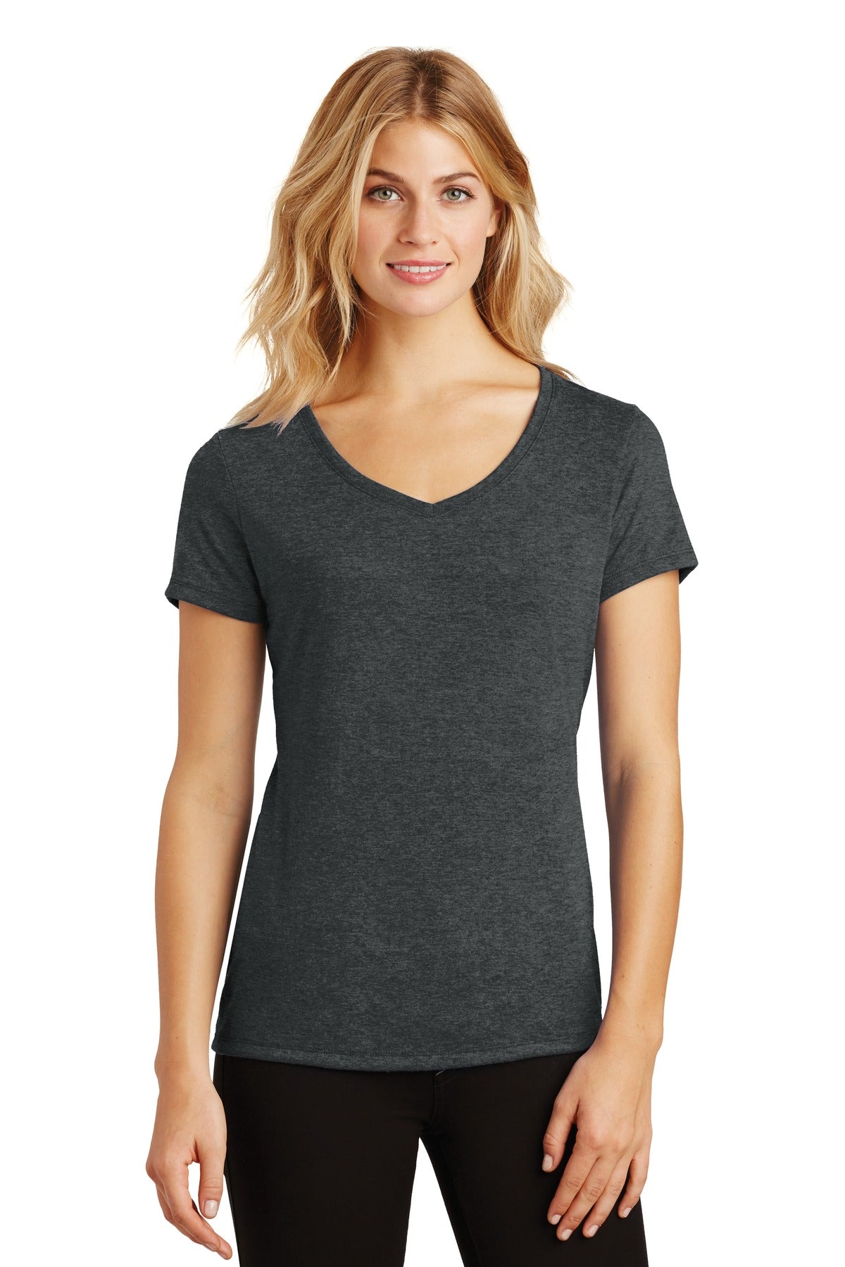 District Women's Perfect Tri V-Neck Tee. DM1350L 1of2 District