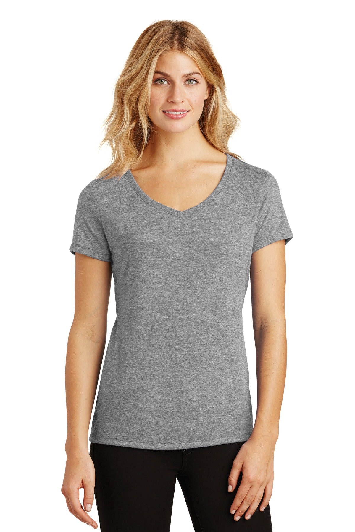 District Women's Perfect Tri V-Neck Tee. DM1350L 1of2 District