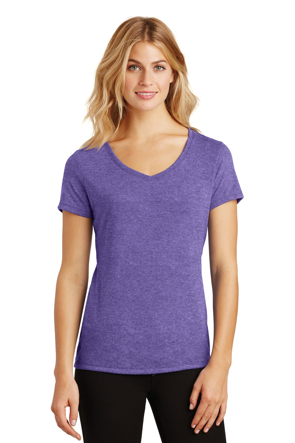 District Women's Perfect Tri V-Neck Tee. DM1350L 1of2 District