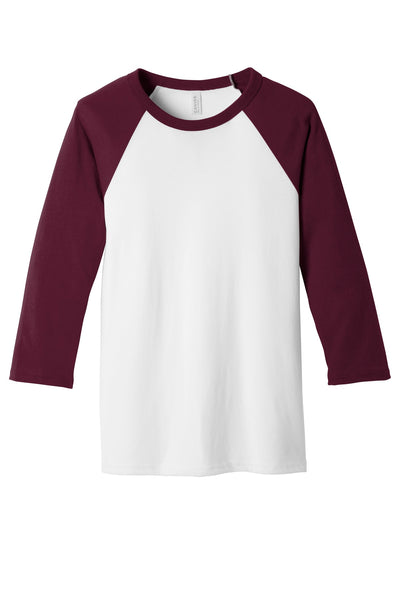 BELLA+CANVAS  Men's 3/4-Sleeve Baseball Tee. BC3200 1 of 2
