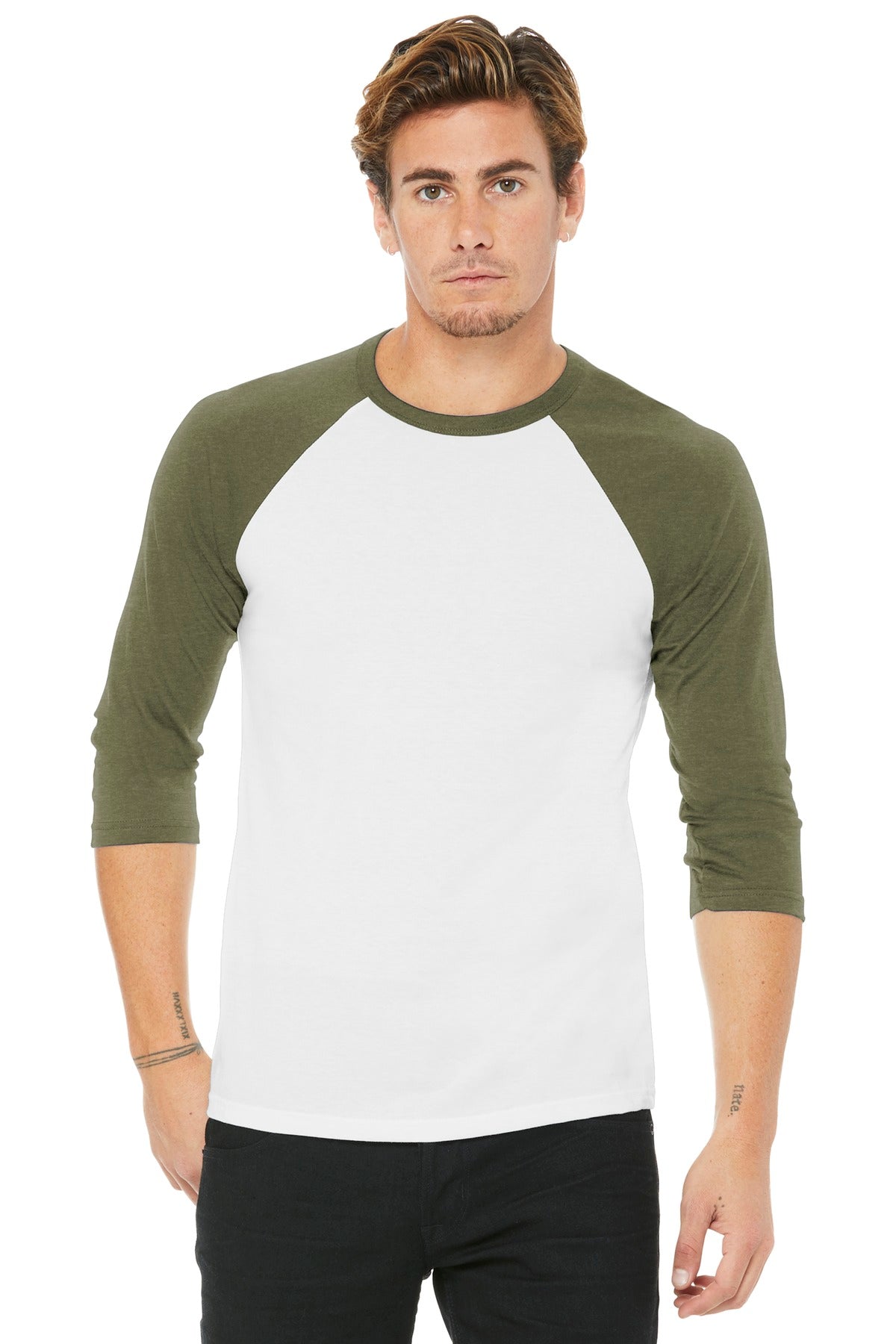 BELLA+CANVAS Men's 3/4-Sleeve Baseball Tee. BC3200 1 of 2 BELLA + CANVAS