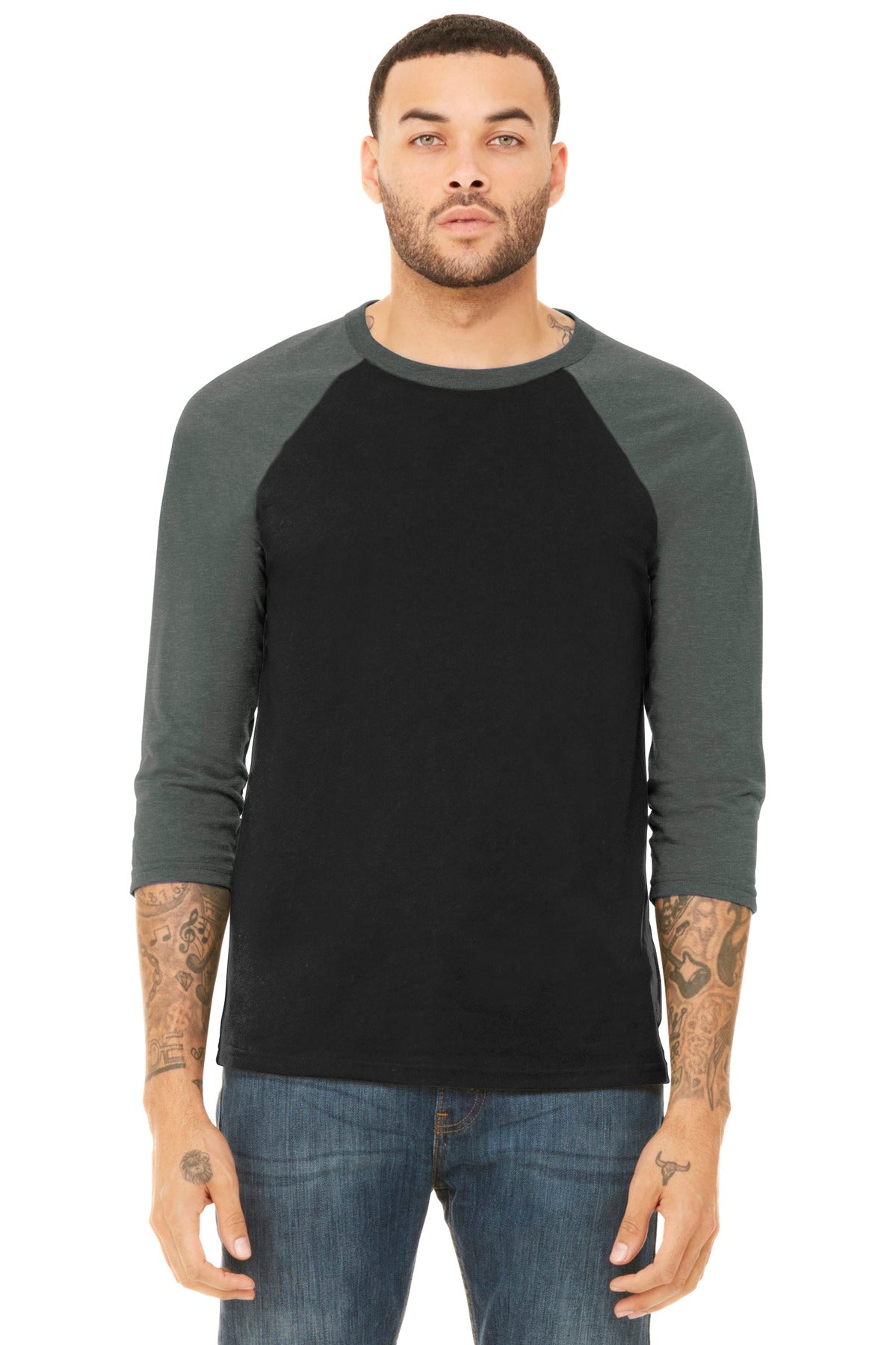 BELLA+CANVAS Men's 3/4-Sleeve Baseball Tee. BC3200 1 of 2 BELLA + CANVAS