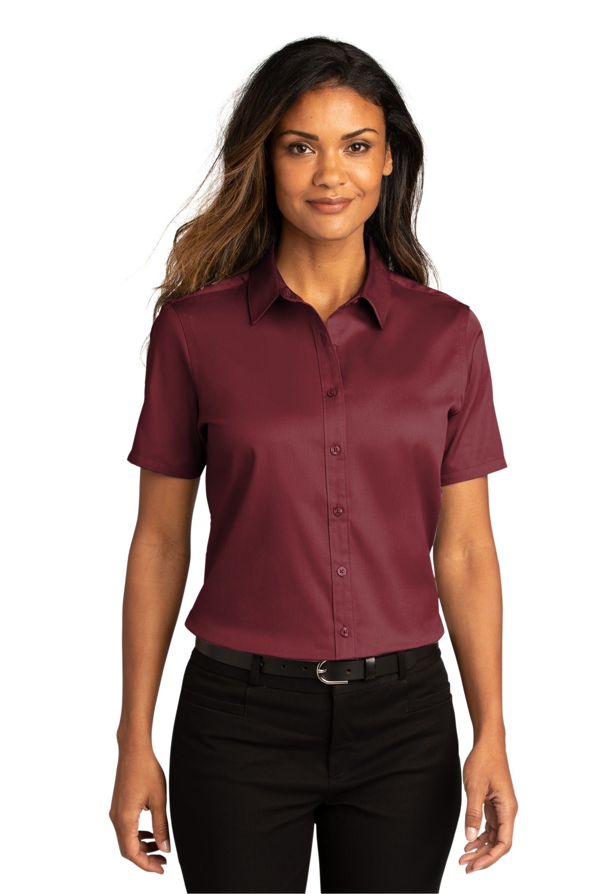 Port Authority Women's Short Sleeve SuperPro ReactTwill Shirt. LW809 1 of 2