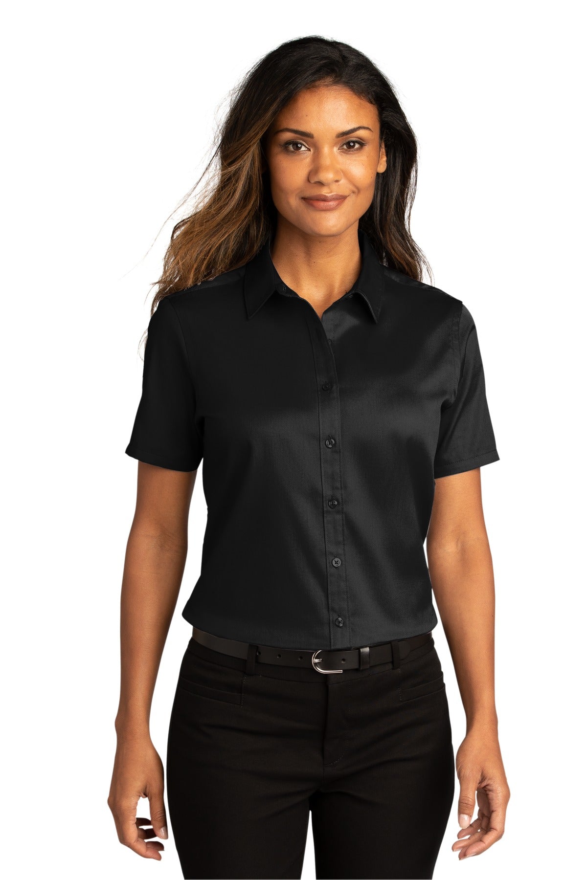 Port Authority Women's Short Sleeve SuperPro ReactTwill Shirt. LW809 1 of 2