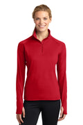 Sport-Tek Ladies Sport-Wick Stretch 1/2-Zip Pullover. LST850 1 of 2