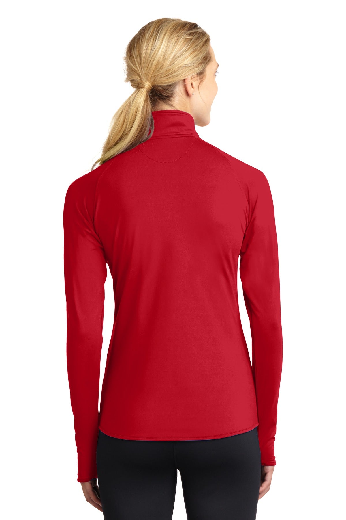 Sport-Tek Ladies Sport-Wick Stretch 1/2-Zip Pullover. LST850 1 of 2