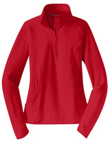 Sport-Tek Ladies Sport-Wick Stretch 1/2-Zip Pullover. LST850 1 of 2