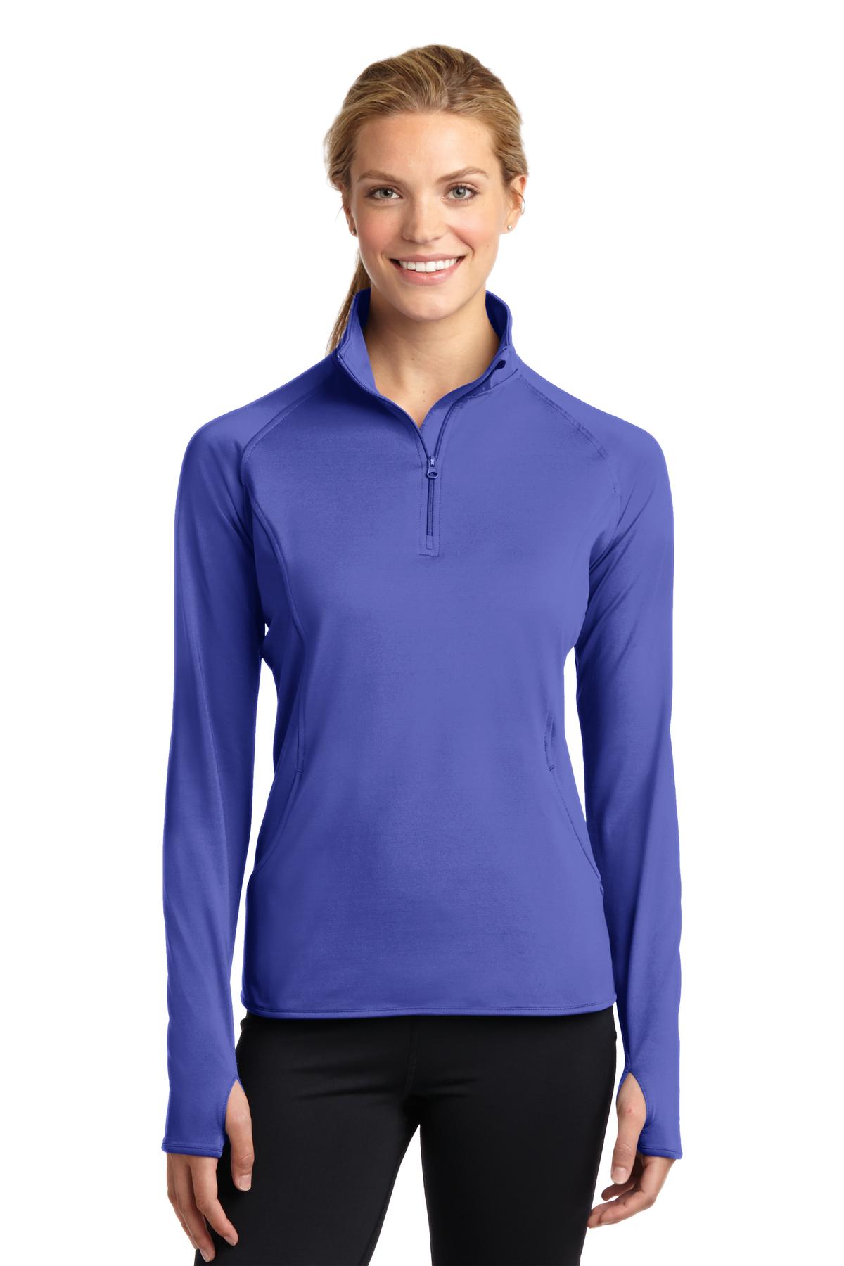 Sport-Tek Ladies Sport-Wick Stretch 1/2-Zip Pullover. LST850 1 of 2