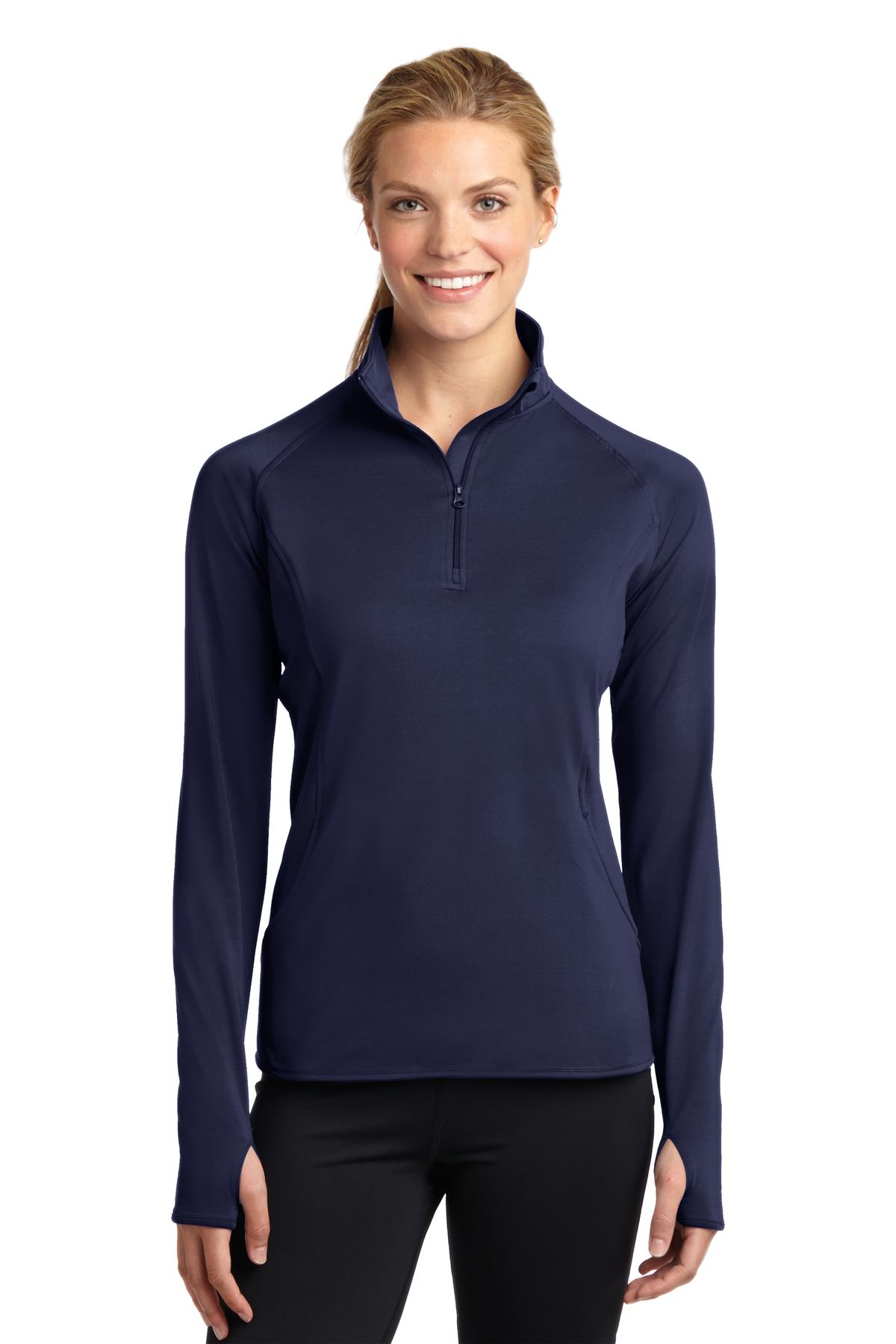 Sport-Tek Ladies Sport-Wick Stretch 1/2-Zip Pullover. LST850 1 of 2
