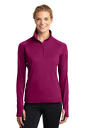 Sport-Tek Ladies Sport-Wick Stretch 1/2-Zip Pullover. LST850 1 of 2