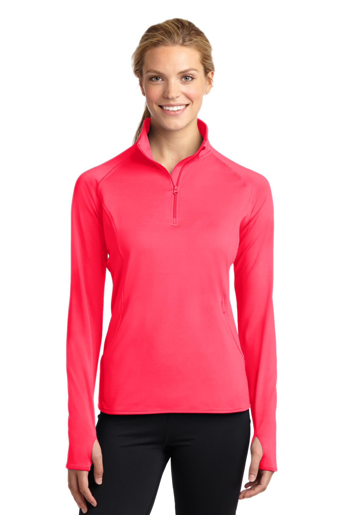 Sport-Tek Ladies Sport-Wick Stretch 1/2-Zip Pullover. LST850 1 of 2