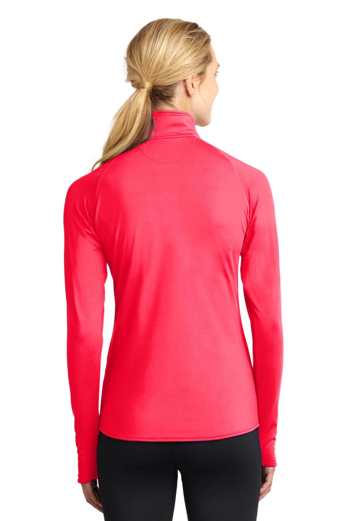 Sport-Tek Ladies Sport-Wick Stretch 1/2-Zip Pullover. LST850 1 of 2