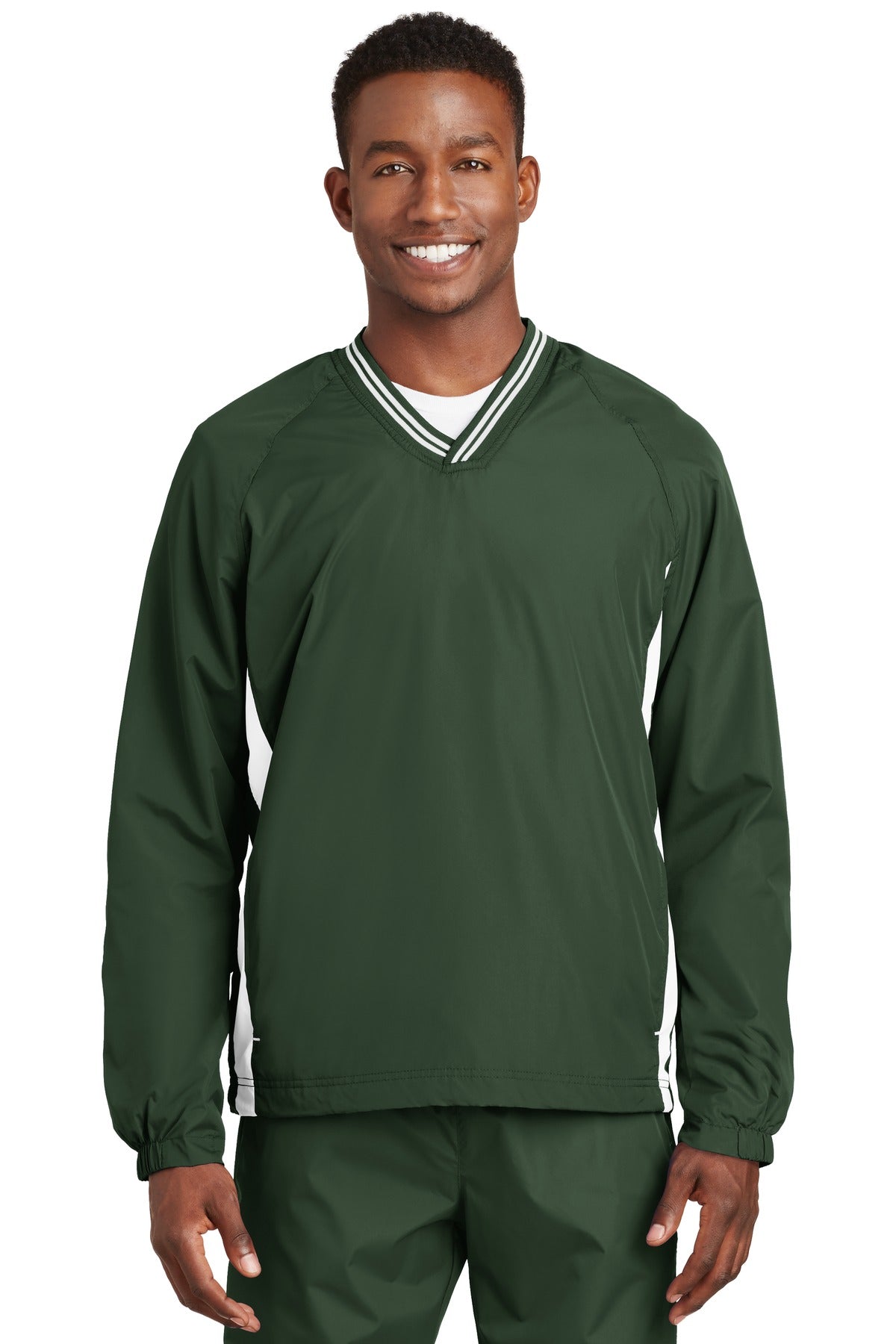 Sport-Tek Men's Tipped V-Neck Raglan Wind Shirt