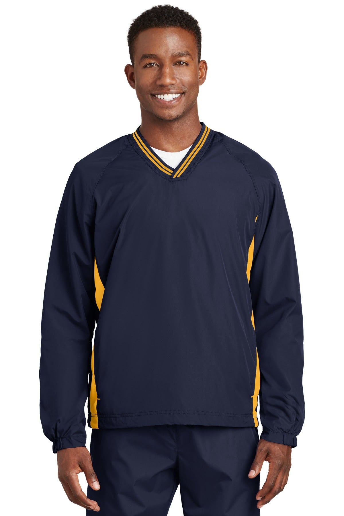 Sport-Tek Men's Tipped V-Neck Raglan Wind Shirt