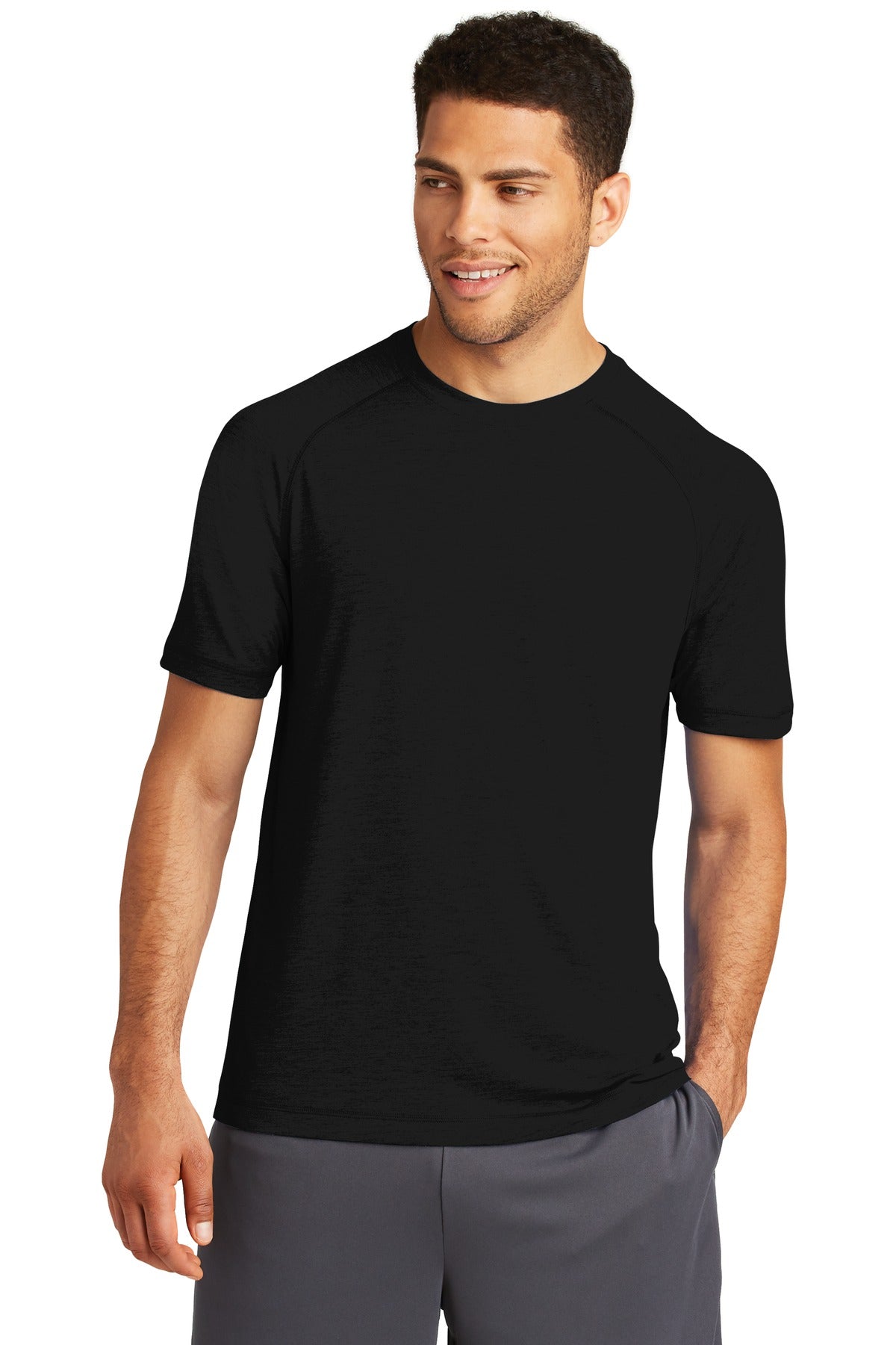 Sport-Tek Men's PosiCharge Tri-Blend Wicking Raglan Tee. ST400