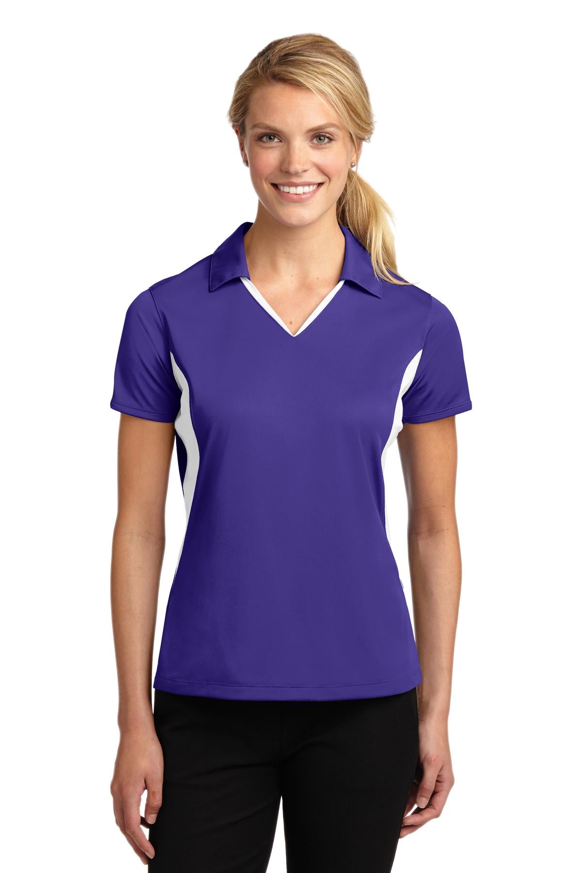 Sport-Tek Women's Side Blocked Micropique Sport-Wick Polo.  LST655