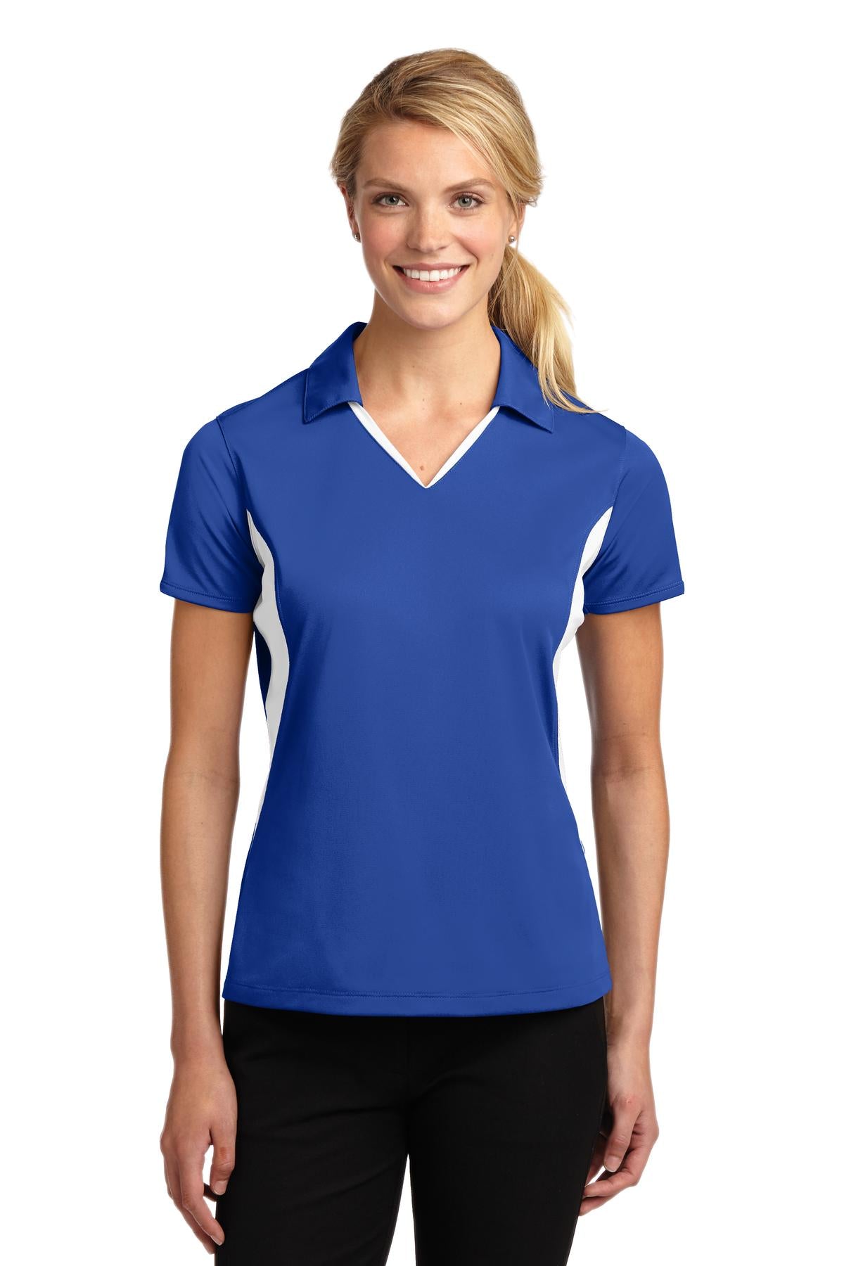 Sport-Tek Women's Side Blocked Micropique Sport-Wick Polo.  LST655
