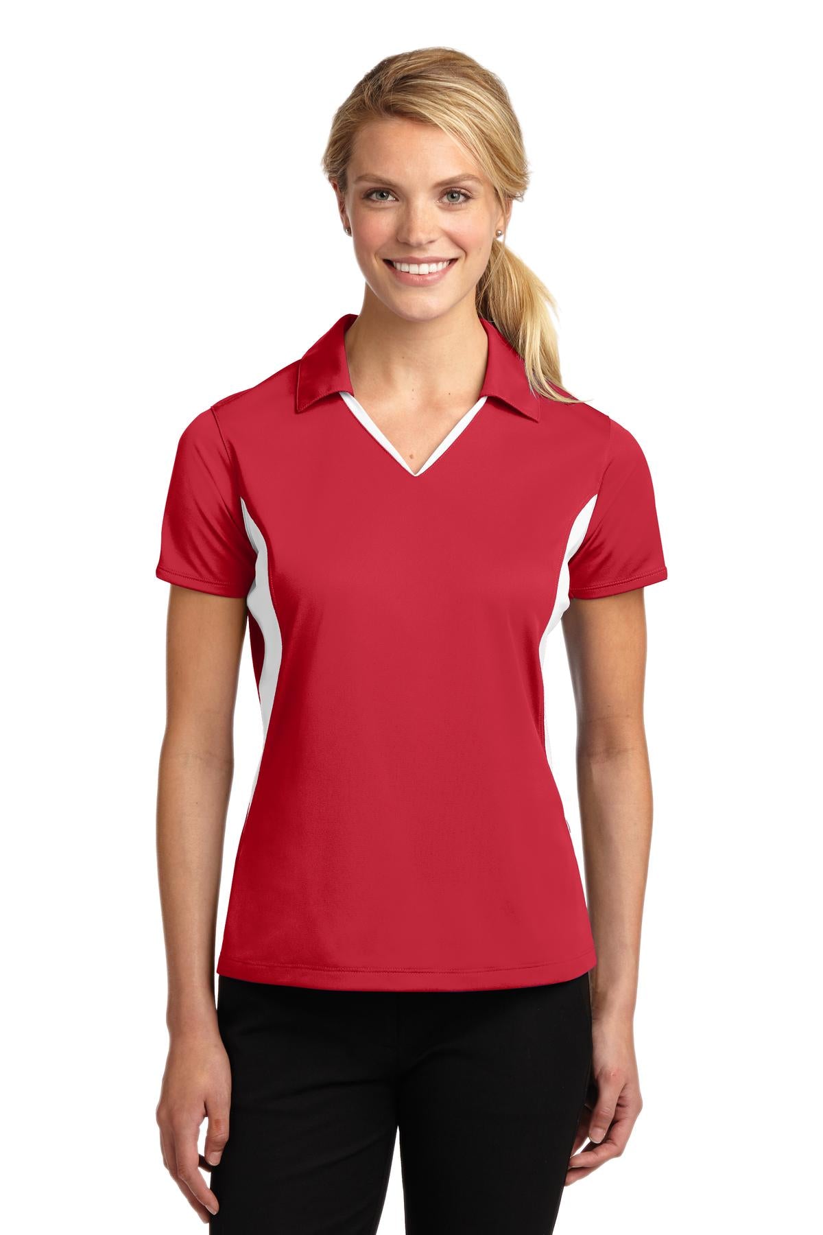 Sport-Tek Women's Side Blocked Micropique Sport-Wick Polo.  LST655