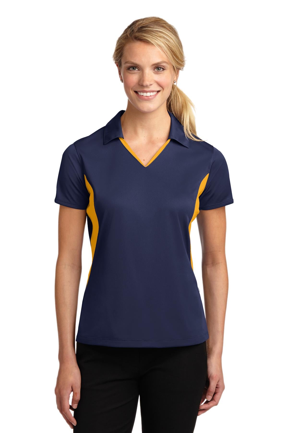 Sport-Tek Women's Side Blocked Micropique Sport-Wick Polo.  LST655