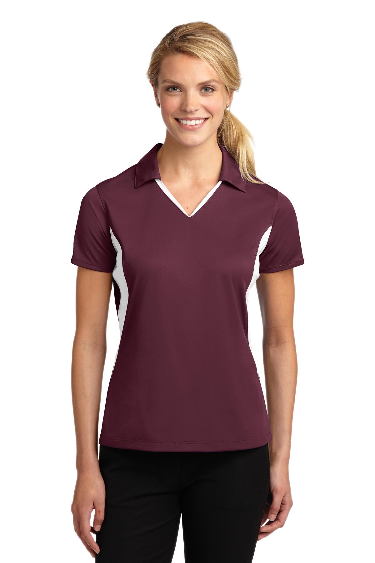 Sport-Tek Women's Side Blocked Micropique Sport-Wick Polo.  LST655