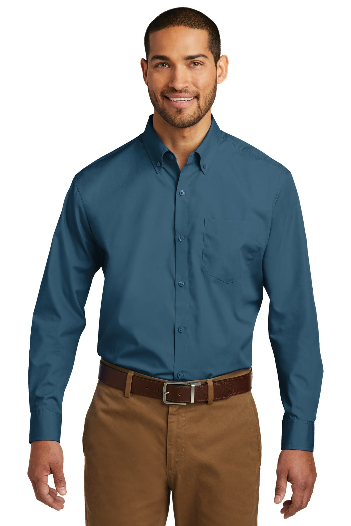 Port Authority Men's Long Sleeve Carefree Poplin Shirt. W100