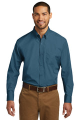 Port Authority Men's Long Sleeve Carefree Poplin Shirt. W100