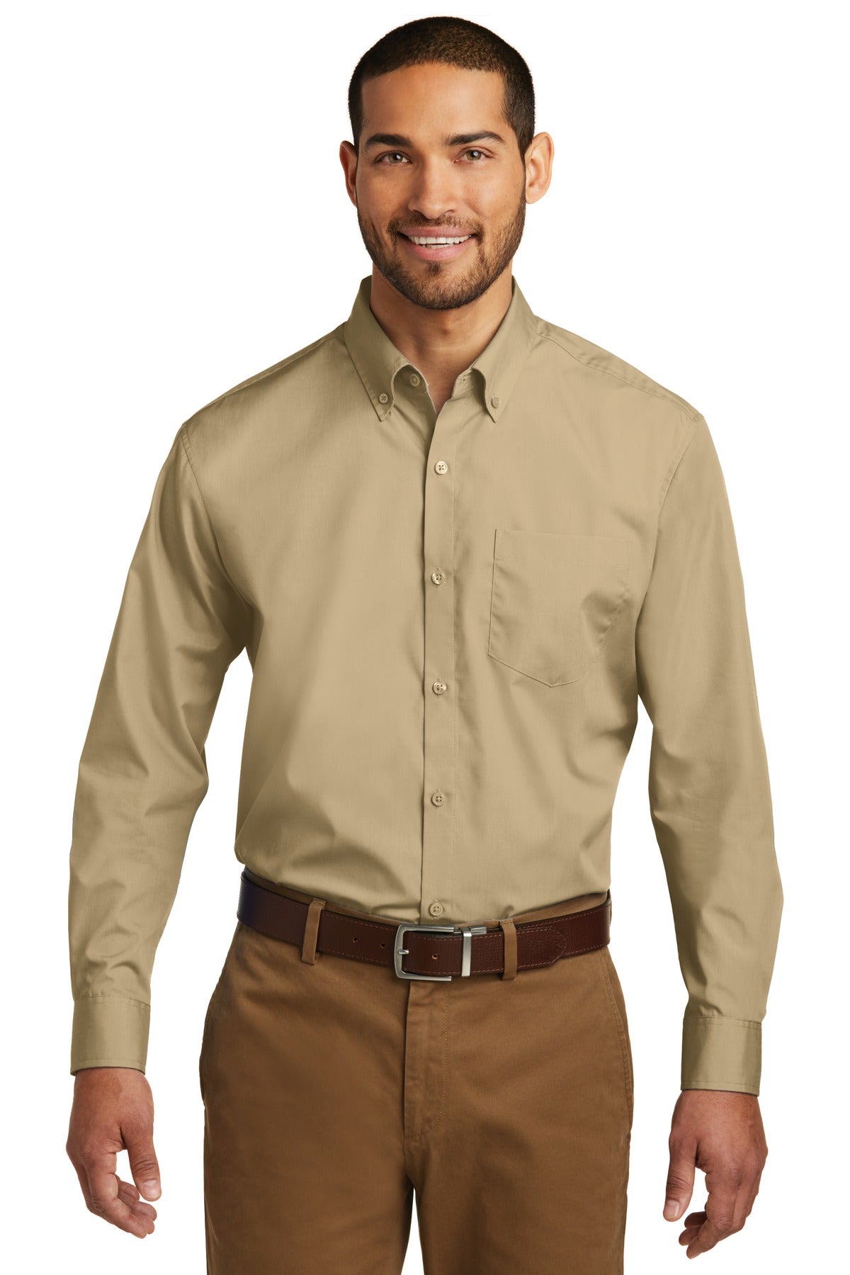 Port Authority Men's Long Sleeve Carefree Poplin Shirt. W100