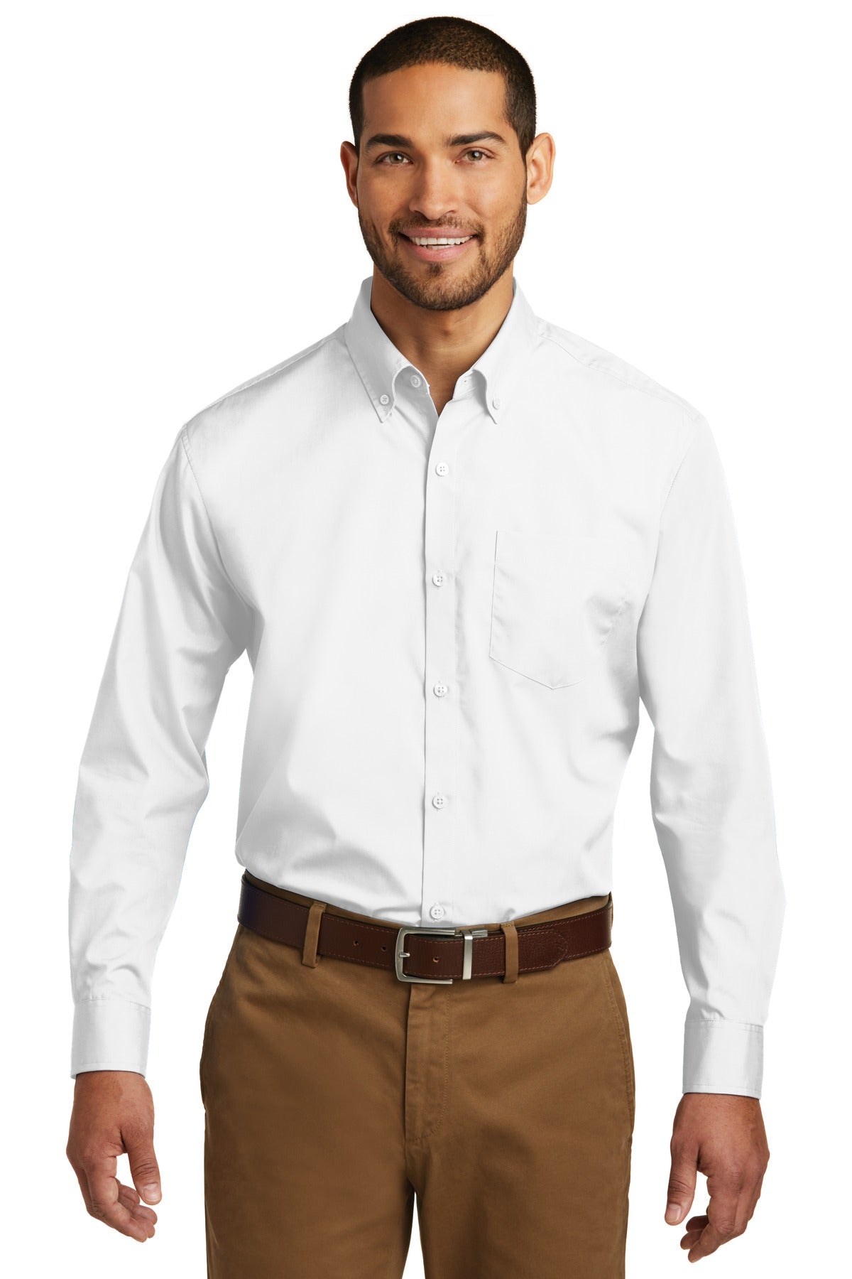 Port Authority Men's Long Sleeve Carefree Poplin Shirt. W100