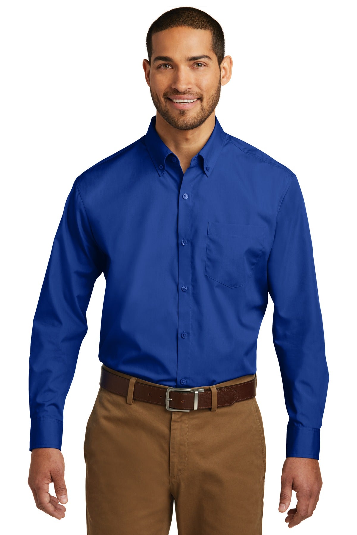 Port Authority Men's Long Sleeve Carefree Poplin Shirt. W100