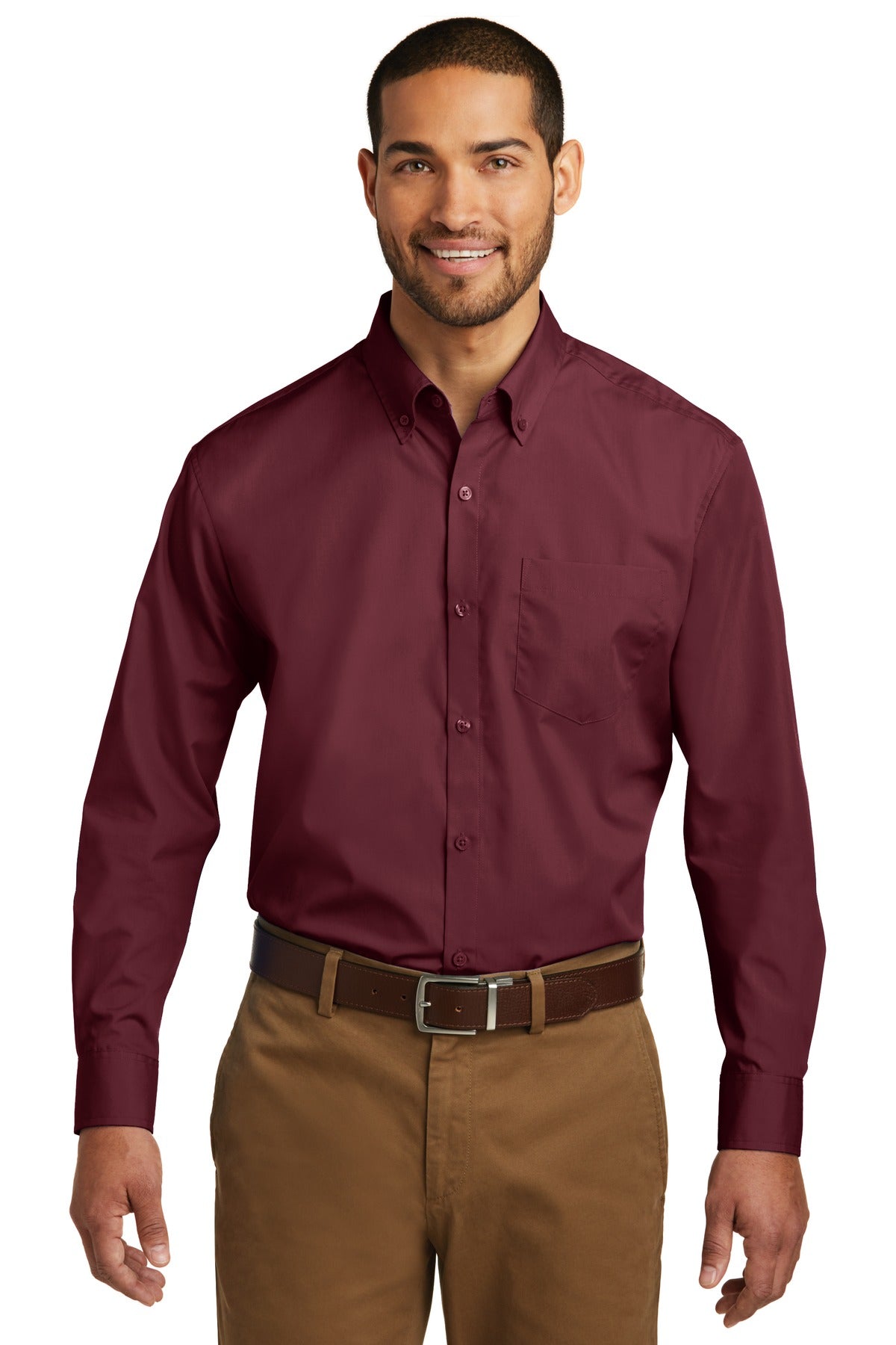 Port Authority Men's Long Sleeve Carefree Poplin Shirt. W100